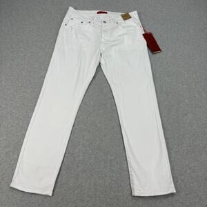 MBX Slim Fit Stretch Athletic Jeans Mens 34x30 White Denim Straight Leg Zip Fly